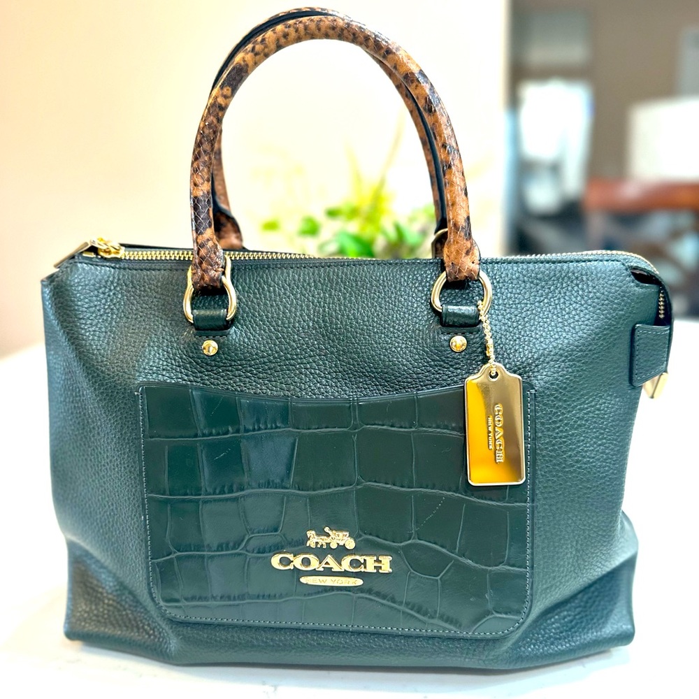 Coach Emma Satchel in Green Python